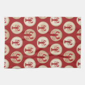 Red Lobster Pattern - Nautical Ocean Seafood Theedoek (Horizontaal)