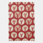 Red Lobster Pattern - Nautical Ocean Seafood Theedoek (Verticaal)