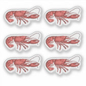 Red Lobster Retro Vintage Afbeelding Stickers (Voorkant)