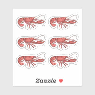 Red Lobster Retro Vintage Afbeelding Stickers
