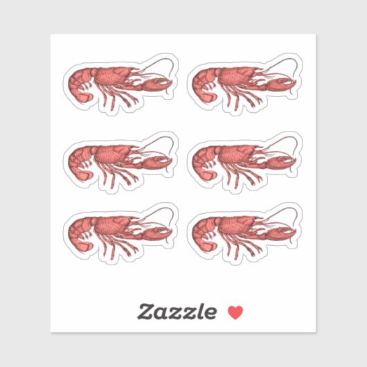 Red Lobster Retro Vintage Afbeelding Stickers (Vel)