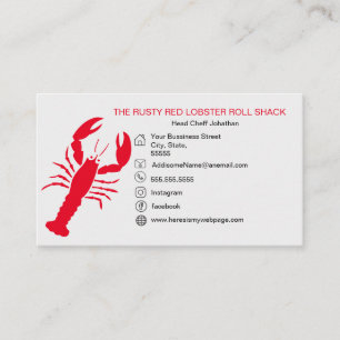 RED Lobster Seafood Black White Simple Nautical Visitekaartje