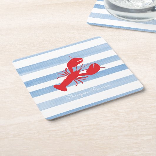 Red Lobster Stripe Waterverf reünie Kartonnen Onderzetters (Schuin)