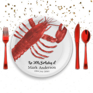 Red Lobster Thmed Birthday Party Celebration Papieren Bordje