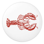 Red Lobster "Woodcut" Keramische Knop (Voorkant)