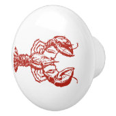  Red Lobster "Woodcut" Keramische Knop (Rechts)