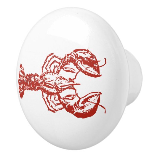 Red Lobster "Woodcut" Keramische Knop (Rechts)
