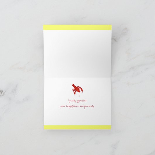 Red Lobster Yellow Custom Bedankt (Binnen)