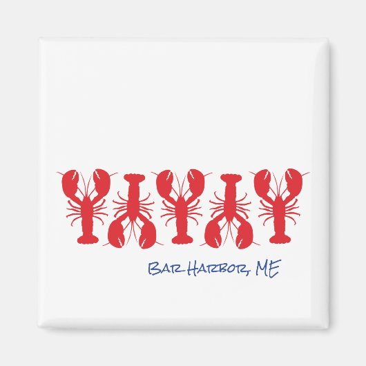 Red Lobsters Blue Custom Location White Preppy Magneet (Voorkant)