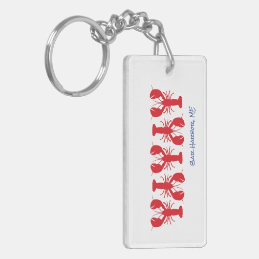 Red Lobsters Blue Custom Location White Preppy Sleutelhanger (Voorkant Links)