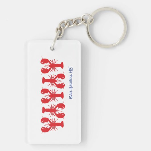 Red Lobsters Blue Custom Location White Preppy Sleutelhanger (achterkant)