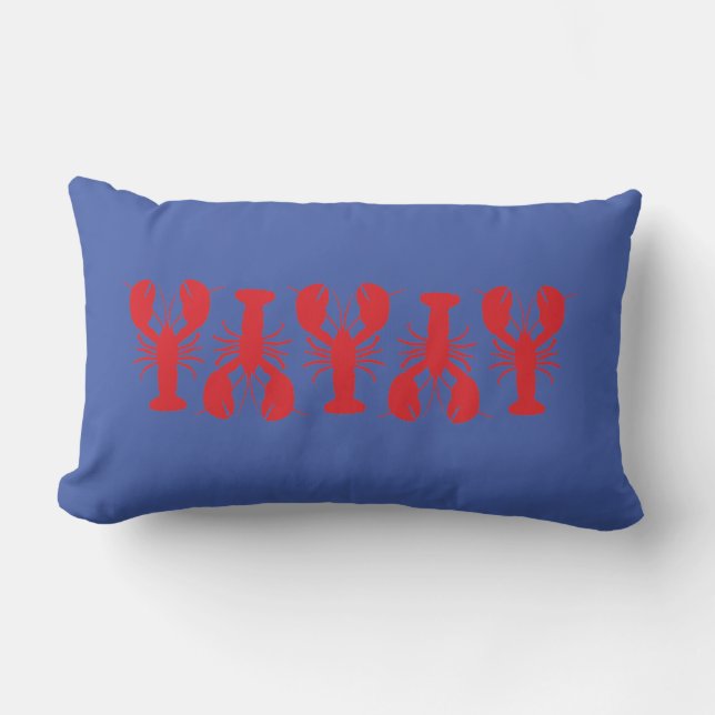 Red Lobsters Blue Custom Text Preppy Decor Kussen (Voorkant)