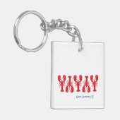 Red Lobsters Blue Custom Text White Preppy Sleutelhanger (Voorkant Links)