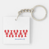 Red Lobsters Blue Custom Text White Preppy Sleutelhanger (Achterkant)