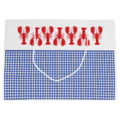 Red Lobsters Blue White Gingham Coastal Beach Groot Cadeauzakje (Voorkant)