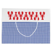 Red Lobsters Blue White Gingham Coastal Beach Groot Cadeauzakje (Achterkant)