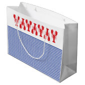 Red Lobsters Blue White Gingham Coastal Beach Groot Cadeauzakje (Achterkant Gekanteld)