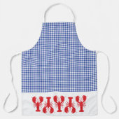 Red Lobsters Blue White Gingham Coastal Cook Grill Schort (Voorkant)