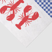 Red Lobsters Blue White Gingham Coastal Party Tissuepapier (Detail)