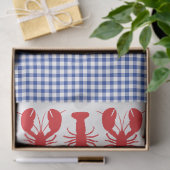 Red Lobsters Blue White Gingham Coastal Party Tissuepapier (Geschenk)