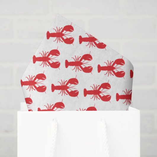 Red Lobsters White Gift Wrap Preppy Maine Fun Tissuepapier (Cadeauzakje)