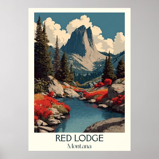 Red Lodge Montana Mountain River Herfst Art Poster (Voorkant)