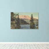 Red Lodge, MT - Uitzicht van het meer van Beartoot Canvas Afdruk (Insitu (Houten vloer))