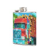 Red Logging Truck Highway Driving Art Truckers Heupfles (Links)