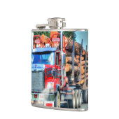 Red Logging Truck Highway Driving Art Truckers Heupfles (Links)