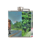 Red Logging Truck Highway Driving Art Truckers Heupfles (Achterkant)