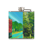 Red Logging Truck Highway Driving Art Truckers Heupfles (Achterkant)