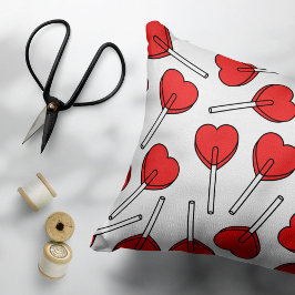 Red Lollipops, Heart Lollipops, Lollipop Pattern Accent Kussen