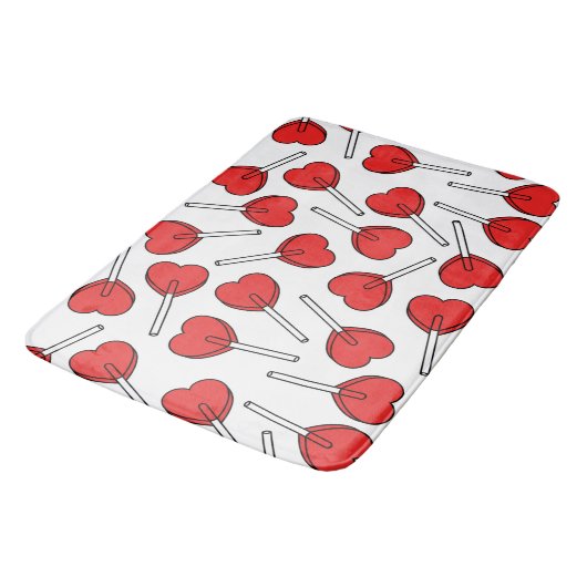 Red Lollipops, Heart Lollipops, Lollipop Pattern Badmat (Gekanteld)