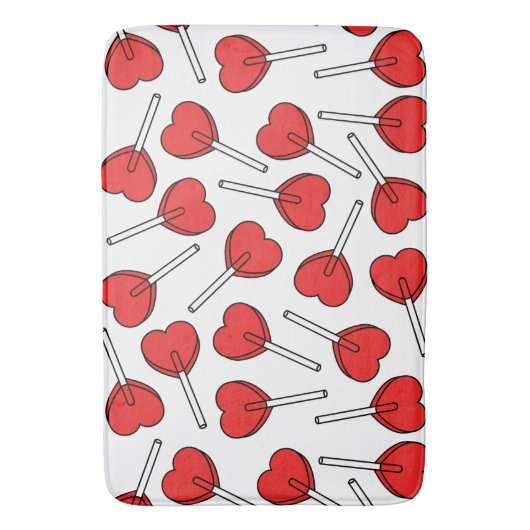 Red Lollipops, Heart Lollipops, Lollipop Pattern Badmat (Voorkant Verticaal)