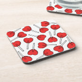 Red Lollipops, Heart Lollipops, Lollipop Pattern Bier Onderzetter (Linkerzijde)