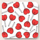 Red Lollipops, Heart Lollipops, Lollipop Pattern Bier Onderzetter (Voorkant)