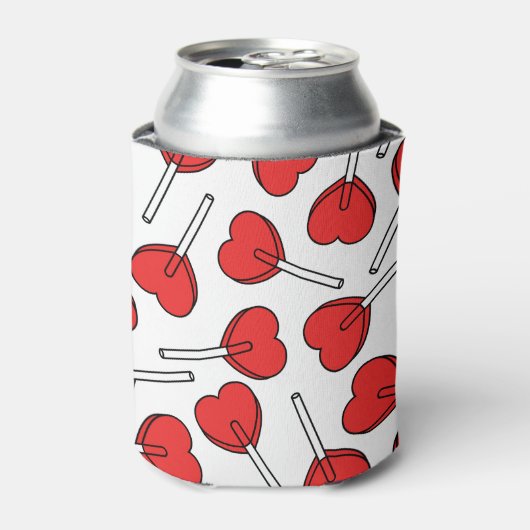 Red Lollipops, Heart Lollipops, Lollipop Pattern Blikjeskoeler (Blikje Voorkant)