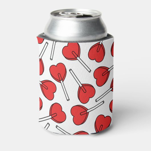 Red Lollipops, Heart Lollipops, Lollipop Pattern Blikjeskoeler (Blikje Achterkant)