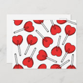 Red Lollipops, Heart Lollipops, Lollipop Pattern Briefkaart (Voorkant / Achterkant)