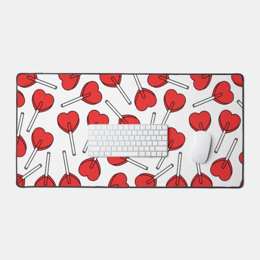 Red Lollipops, Heart Lollipops, Lollipop Pattern Bureaumat (Keyboard & Muis)