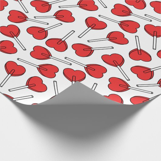 Red Lollipops, Heart Lollipops, Lollipop Pattern Cadeaupapier (Hoek)