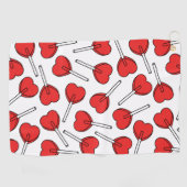 Red Lollipops, Heart Lollipops, Lollipop Pattern Golfhanddoek (Horizontaal)