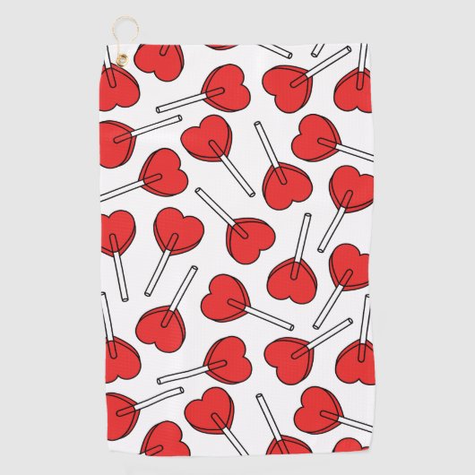 Red Lollipops, Heart Lollipops, Lollipop Pattern Golfhanddoek (Voorkant)