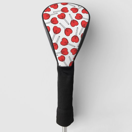 Red Lollipops, Heart Lollipops, Lollipop Pattern Golfheadcover (Voorkant)