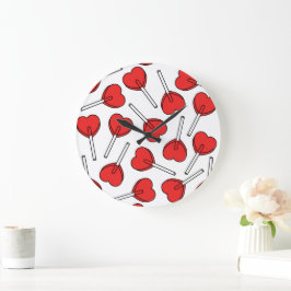 Red Lollipops, Heart Lollipops, Lollipop Pattern Grote Klok