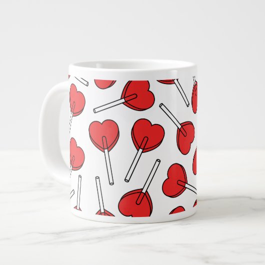 Red Lollipops, Heart Lollipops, Lollipop Pattern Grote Koffiekop (Links)