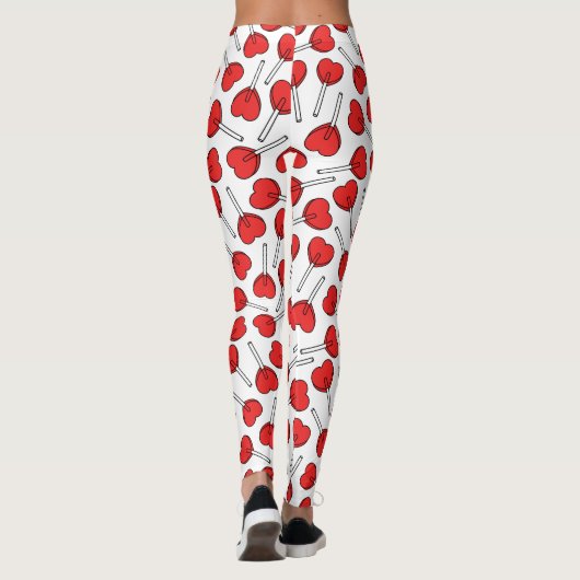 Red Lollipops, Heart Lollipops, Lollipop Pattern Leggings (Achterkant)