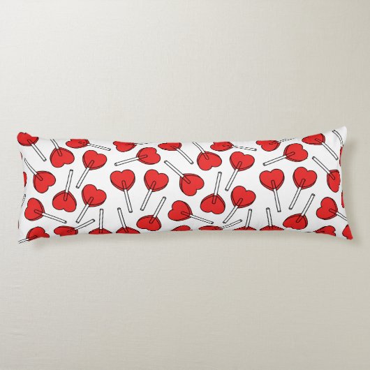 Red Lollipops, Heart Lollipops, Lollipop Pattern Lichaamskussen (Achterkant)
