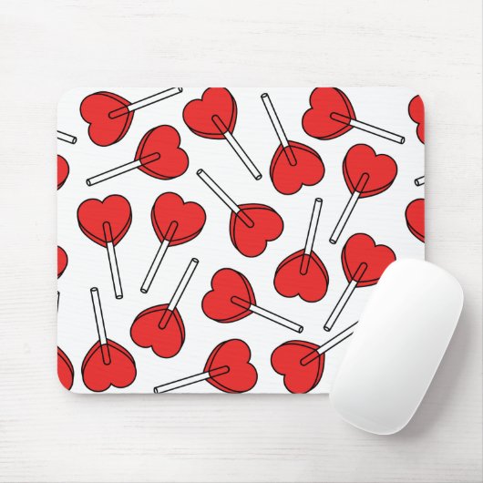 Red Lollipops, Heart Lollipops, Lollipop Pattern Muismat (Met muis)