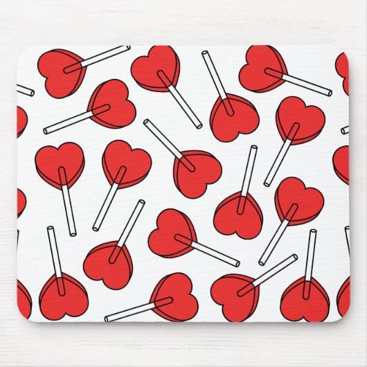 Red Lollipops, Heart Lollipops, Lollipop Pattern Muismat (Voorkant)
